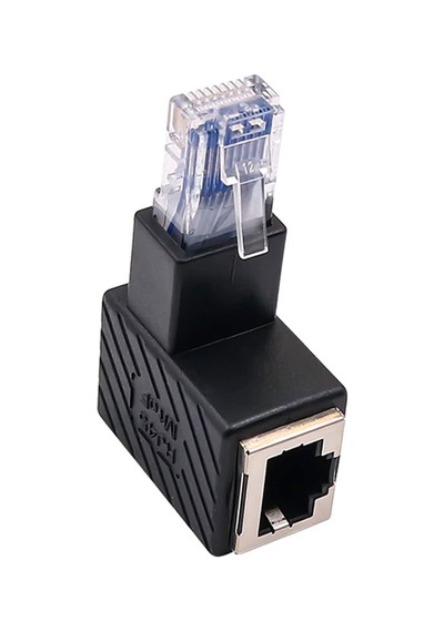 90 Derece Rj45 Erkek - Dişi Adaptör Dirsek Konnektörü Aşağı Açılı