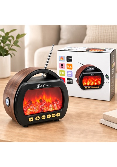 Fenerli Şömineli Bluetooth Radyo Hoparlör Am/fm/sw, Usb/type-c, Tf