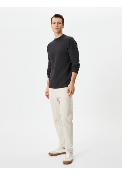 Koton Slim Fit Kazak Triko Basic Bisiklet Yaka Dokulu Antrasit 4wam70031ht Antrasit