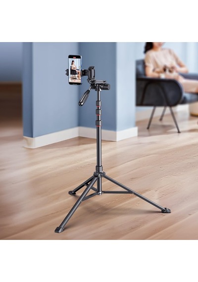 Ayrex Coverzone 1.9 Metre Alüminyum Tripod Telefon Standı, 360 3d Başlık, Bluetooth Uzaktan Kumanda 10m, Telefon K