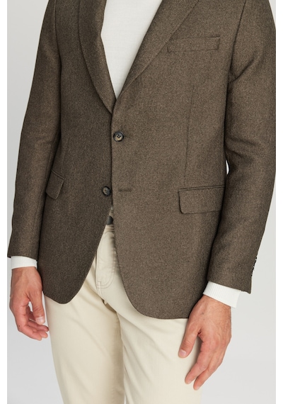 AC&Co / Altınyıldız Classics Erkek Hakı Slim Fit Dar Kesim Mono Yaka Kapak Cepli Blazer Ceket Hakı