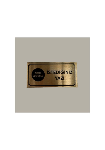 Firmanıza Özel Logolu Altın Gold Alüminyum Kapı İsimliği 10x20 Cm Arkası Yapışkanlı
