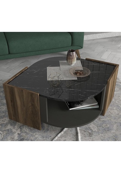 Dekorister Exclusive Marbel Orta Sehpa Ceviz-Mermer