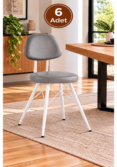 6 Adet Ece Metal Sandalye Cafe,restaurant,mutfak,salon,yemek Odası Sandalyesi Beyaz