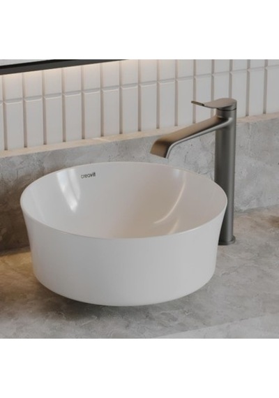Oval Deliksiz Lavabo 40 Cm Beyaz Seramik Tasarım 508 Yeşil