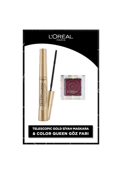 L'Oréal Paris Telescopic Gold Maskara + Color Queen Tekli Göz Farı 09 High Potential