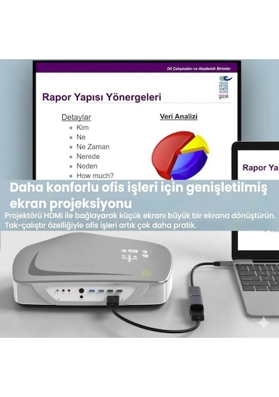 3in1 4k Hdmi Usb 3.0 Pd 100w Type-c Şarj Girişli Çevirici Adaptör Hub