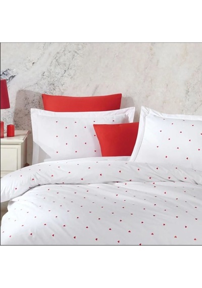 Hobby Çift Kişilik Poplin Premium Nakışlı Nevresim Lubow Beyaz Çok Renkli