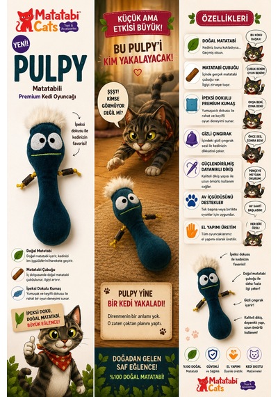 Pulpy Matatabili Çıngıraklı,sesli Kedi Oyuncağı