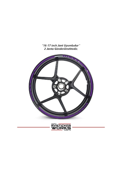 Motosiklet Jant Şeridi Jant Sticker Dekor Model Parçalı Desen Sticker Set Mor