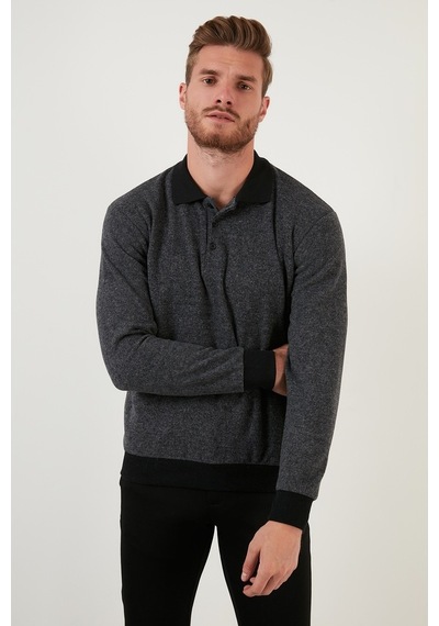 Buratti Pamuklu Regular Fit Düğmeli Polo Yaka Erkek Kazak 456211 Gri Buratti Pamuklu Regular Fit Düğmeli Polo Yaka Erkek Kazak 456211 Gri