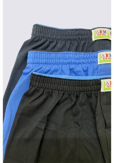 Arma Yıldız Karışık Renkli Erkek Çocuk Havlu Bel Boxer 3'lü Paket %100 Pamuklu Çok Renkli