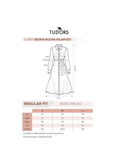 Tudors Kadın Regular Fit Uzun Kollu Bağlamalı Klasik Yaka Cepli Uzun Ekru Elbise-33556 Ekru
