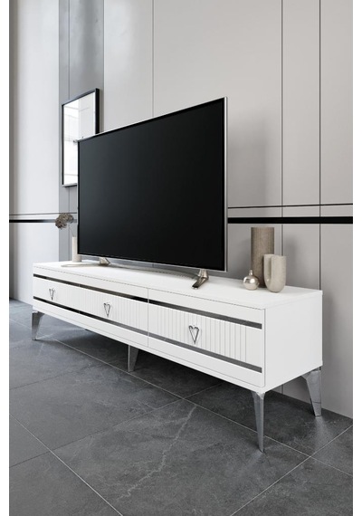150 CM KORDON MDF MEBRAN KAPAK BEYAZ GÜMÜŞ