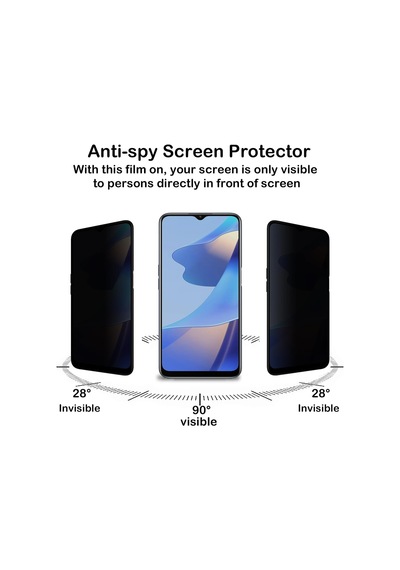Oppo A16 Privacy Hayalet Ekran Koruyucu 2 Adet - 9h Temperli Cam, Yan Görünme Engelleyici, Tam Kaplama