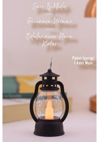 Led Mum Mini Kamp Tipi 1 Adet Pil Dahil Dumansız Alev Ledli Dekor Işığı Siyah Pt430 Siyah