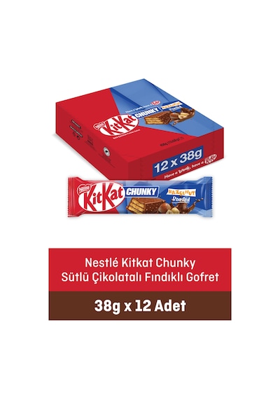 Kitkat Chunky Sütlü Çikolatalı Fındıklı Gofret 38 G X12 Adet