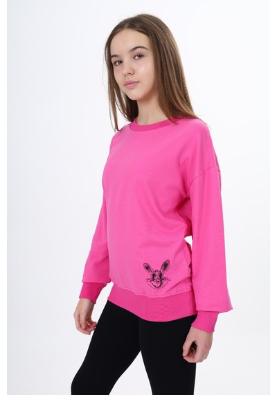 Toontoy Kids Toontoy Kız Çocuk Baskılı Sweatshirt Fuşya