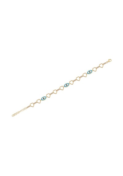Diamond Line - Gülaylar - Sarı Altın 14 Ayar Nazar Boncuğu Bilekl Standart N11.21813 Sarı Altın