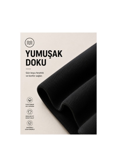 Masion Rae Erkek 5'li Basic Tişört Seti Regular Fit Bisiklet Yaka %100 Pamuk 30/1 Süprem Siyah-siyah-beyaz-beyaz-antrasit
