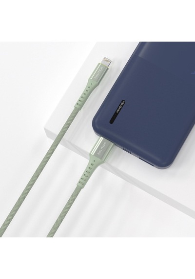 Nautica C65 MFI Lightning to USB-A 12W Örgülü Hızlı Şarj ve Data Kablosu 1.2M Yeşil