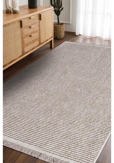 Ecolle Modern Halı Dayanıklı, Yumuşak Dokulu, Dokuma Taban, Tozumaz Bej