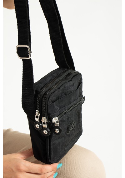 Nemo Bags Siyah Unisex Telefonluk, Cüzdan, Kartlık, Çapraz Askılı Omuz Çantası, 18x13cm Siyah