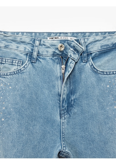Koton Pamuklu Normal Bel Taş Detaylı Geniş Paça Jean Pantolon - Wide Leg Jeans Orta İndigo 7wal40025md Koton Pamuklu Normal Bel Taş Detaylı Geniş Paça Jean Pantolon - Wide Leg Jeans Orta İndigo 7wal40025md