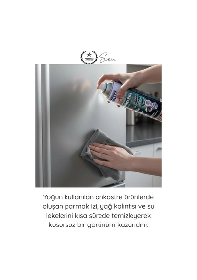 Parlatıcı Paslanmaz Çelik Yüzey Temizleyici Parlatıcı Sprey 500 Ml Ankastre Fırın Davlumbaz Buzdola