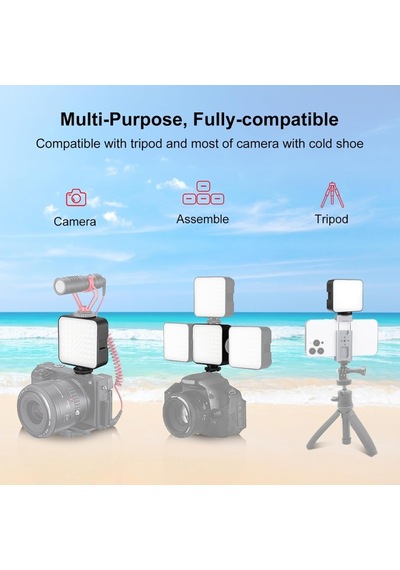 Puluz Pu529b 64 Led Light 5w 800 Lümen Sürekli Işık 2x Mini Tripod Ve Kumanda