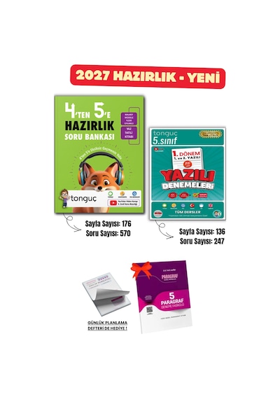 5. Sınıf 4 Den 5'e Hazırlık Yaz Tatili Kitabı Ve 1. Dönem Yazılı Denemeleri Set