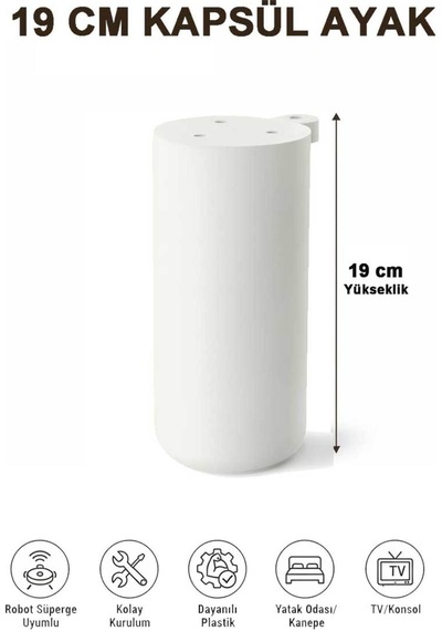 Kapsül Bohem 19 Cm Beyaz 4 Adet Mobilya Kanepe Sehpa Tv Ünitesi Koltuk Ve Konsol Ayağı Beyaz