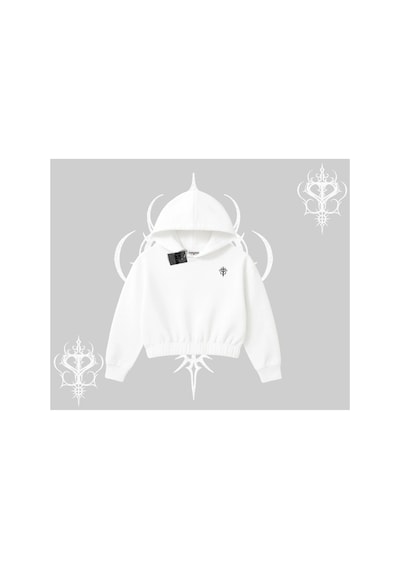Tarzsokak Beyaz Crop Kapşonlu Sweatshirt Özel Logolu