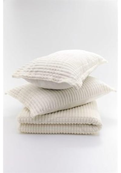 Merinos Modern Line 3 Parça Çift Kişilik Battaniye Seti Kemik