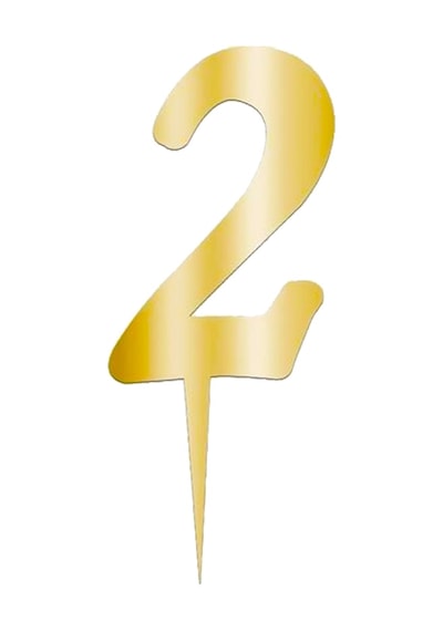 Pleksi Rakam Pasta Süsü. 12.5cm x 5cm - 1 Adet Altın 0