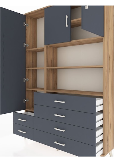 Arges Dolap 8 Raflı 6 Çekmeceli 3 Kapaklı 132x30x195 Çam-antrasit/antrasit Antrasıt/antrasıt Arges Dolap 8 Raflı 6 Çekmeceli 3 Kapaklı 132x30x195 Çam-antrasit/antrasit Antrasıt/antrasıt