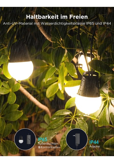 Govee Dış Mekan Led Peri Işıkları 2, 16 Milyon Renk Ve 47 Sahne Moduna Sahip 30m Kısılabilir Rgbıcw Peri Işıkları, Led Başına 100 Lm, Ömrü 25000 Saat, Ip65 Su Geçirmez, Alexa, Google İle Çalışır Siyah