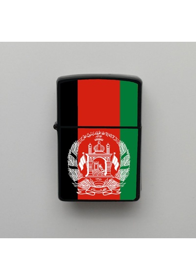 Afganistan Afghanistan Klasik Ülke Bayraklı - Benzinli Siyah Çakmak - Hediyelik Siyah