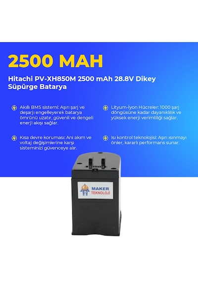 Hitachi Pv-xh850m 2500 Mah 28.8v Dikey Süpürge Batarya