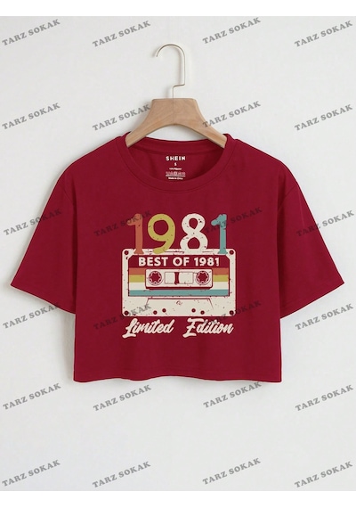 Flood Of Style Crop Ckod-232913 Ses Kaset Ve Mektup Grafik Kırpma Bordo