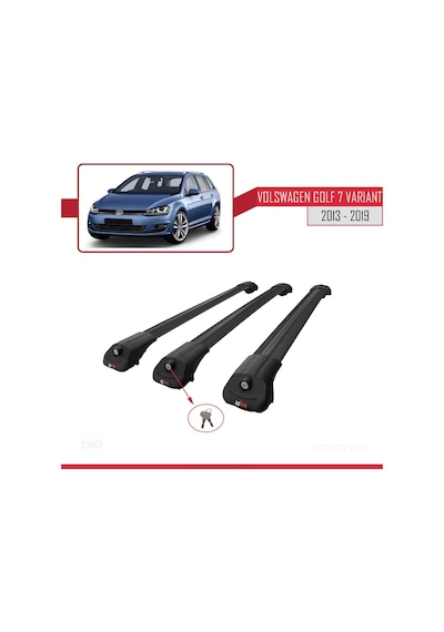 Volkswagen Golf 7 Varıant 2013-2019 Arası İle Uyumlu Ace-1 Ara Atkı Tavan Barı Siyah 3 Adet Bar