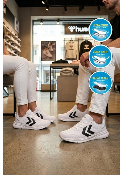Hummel Beyaz Siyah Fileli Hafif Esnek Unisex Spor Ayakkabı 900887 Hml Nency Iı Beyaz - Siyah