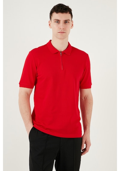 Buratti Pamuklu Regular Fit Yarım Fermuarlı Erkek Polo Yaka T Shirt 5903008 Kırmızı