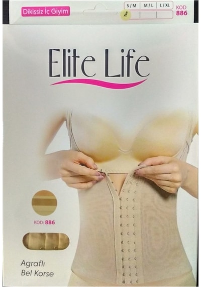 Elite Life Agraflı Bel Göbek  Toparlayıcı Korse Beyaz
