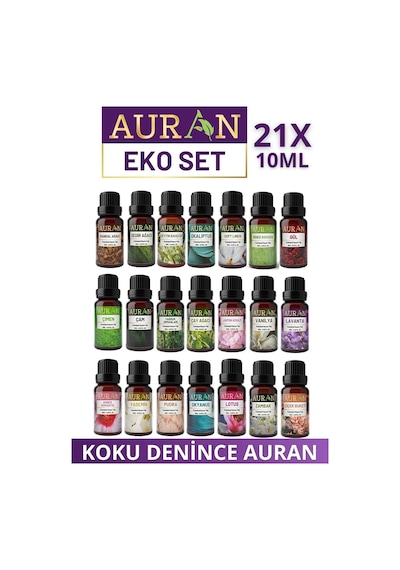 AURAN Eko Set 21x 10ml Saf Esansiyel Uçucu Yağ Buhurdanlık Yağı