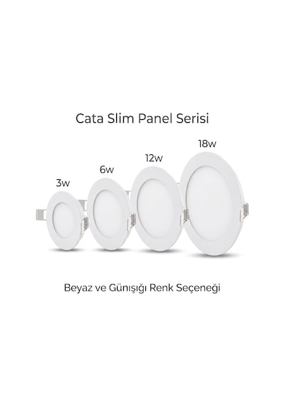 Cata Ct-5147b 12 Watt 6400k Beyaz - Slim Sıva Altı Led Panel Armatür - İnce Kasa Yuvarlak Tavan Spot Lambası, Trafolu - 2 Adet Diğer