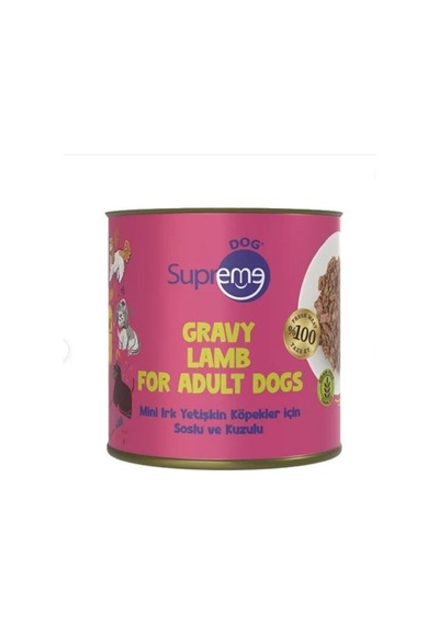 Supreme Dog Sos İçinde Kuzulu Mini Irk Yetişkin Köpek Konservesi 200 Gr X 12 Adet