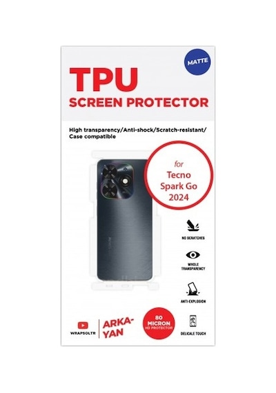 Tecno Spark Go 2024 Mat Arka Ve Yan Koruyucu Tpu Film