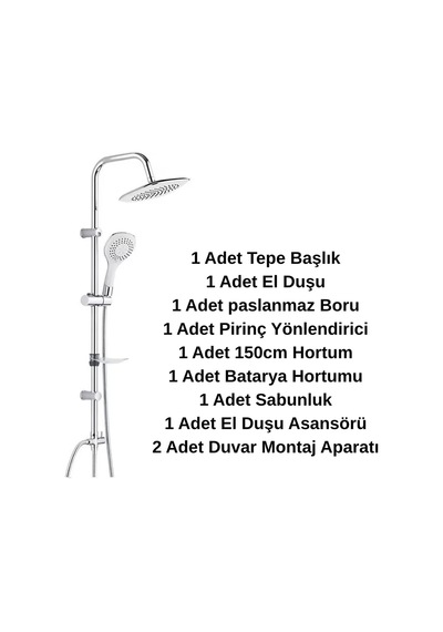 Krom Tepe Yağmurlama Duş Seti Banyo Bataryası Dahil Değildir Bianco Duş Seti Çok Renkli