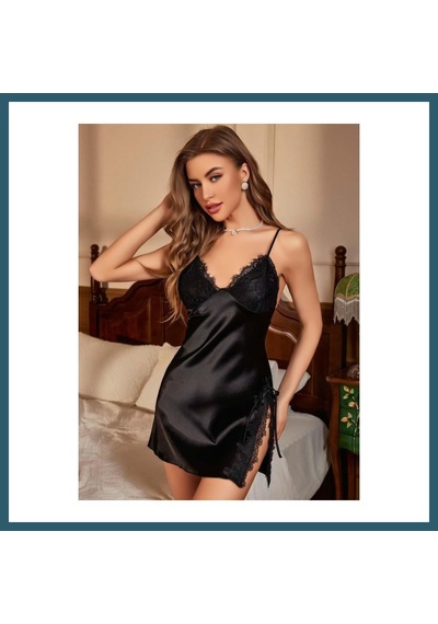Bezos Kadın Siyah Saten Askılı Dantel Detaylı Gecelik 2231 Beden: L/xl Renk: Siyah Ob Bezos Kadın Siyah Saten Askılı Dantel Detaylı Gecelik 2231 Beden: L/xl Renk: Siyah Ob